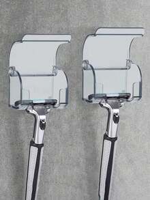 4 piezas Soporte de pared para rasuradora de baño | Ganchos autoadhesivos | Puede sostener rasuradora, bola de baño, toalla y cepillo de dientes | Almacenamiento de baño y viaje - A - Ver 10