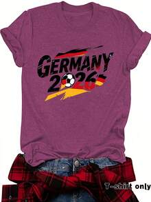Sitio web independiente de camisetas de verano transfronterizas europeas y americanas, EE.UU., Canadá, México, Camisetas de manga corta con cuello redondo para la Copa del Mundo, camisetas de mujer de . - verde trigo - Ver 11