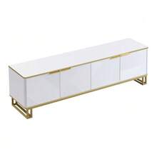 TV Stand With Four Doors, TV Mount, TV Panel, Low TV Stand. Unique Design, Geometric Texture. 160 X 37.5 X 48 Cm (Length X Width X Height) - 白色 - 查看 11