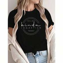 Breathable [Graphic T-Shirt] 100% Cotton Sweatshirt With Funny Print, Sarcastic Graphic Sweater, Funny Sayings, Funny Gift, Spring T-Shirts, Summer Shirts, Autumn Short Sleeve T-Shirt, Sizes S-7XL For All Body Types, Perfect For Dates, Outdoor Activities And Casual Wear, Roomy - 黑色 - 查看 1