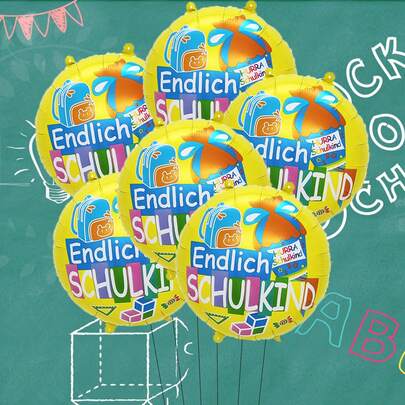 6 quả bóng bay tròn bằng giấy bạc 18 inch in chữ "Cuối cùng cũng đến trường rồi!" Trang trí tiệc chào mừng năm học mới, Hoan hô học sinh!