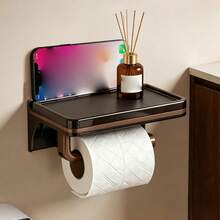 1PC Bathroom Storage Shelf - A Toilet Paper Holder Featuring An Extended Storage Platform. This Sturdy Unit Serves As Both A Mobile Phone Stand And A Storage Shelf, Specifically Designed To Hold Baby Wipes, Bath Essentials, And Various Small Necessities. An Ideal Choice For New Parents, Bathrooms, And Nurseries. - Multicolor - View 12