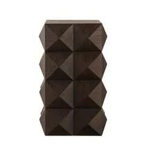 60 Cm High Retro-Style Wooden Side Table With A Three-Dimensional Embossed Pattern; No Assembly Required. - Brown - View 6