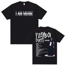 Carti 100% Cotton Graphic T-Shirt, I AM MUSIC Album, Men's Fashion, Casual Style, Plus Size, Unisex - 白色 - 查看 7