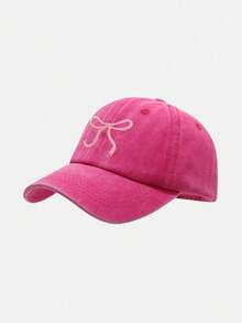 1pc Girls' Bow Embroidered Baseball Cap, Adjustable Sun-Shading Casual Hat, Cute & Playful Style Children's Baseball Cap Suitable For Outdoor & Daily Wear, Spring/Summer - 1 PC Bow - View 2