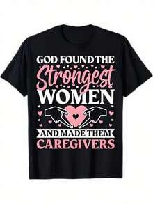 MexicanCaregiver Women's T-Shirt - A Quote About How God Created Women To Be Caregivers, With An Inspirational Pink And White Design, Short Sleeves, Comfortable Polyester Fabric, Ideal For Nurses, Doctors, And Healthcare Professionals. Summer Fashion Cotton T-Shirt. - 黑色 - 查看 7