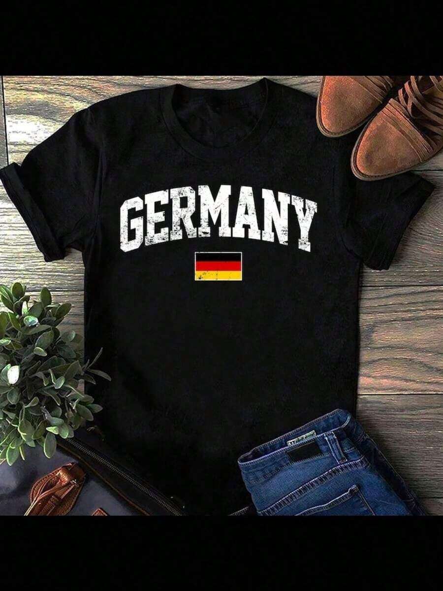 1 Germany T-Shirt, Germany T-Shirt, Deutschland, For Germany Fans, Friend Of Germany, German Gifts, German Flag, Holidays In Germany, 180g, 100% Cotton. - 黑色 - 查看 1
