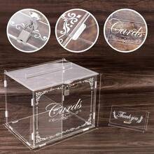1 Set Transparent Acrylic Card Holder With Slots And Lock, DIY Large Wedding Card Storage Box Suitable For Wedding Reception, Elegant Party, Wedding, Birthday, Baby Shower, Graduation Ceremony And Other Occasions To Decorate Money Envelopes And Gift Cards - one-size - View 10