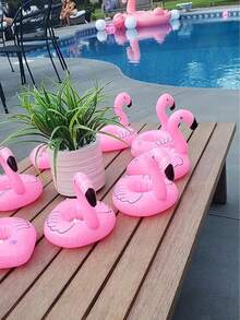 Pequeño estante para bebidas con flamenco, estante inflable para bebidas de bañera de hidromasaje con parche de reparación, mini estante flotante para bebidas con flamenco, estante para bebidas de piscina - flamencos - Ver 6