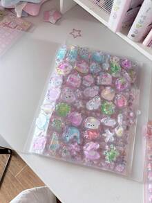 A4 Matte Clear PP Sticker & Photo Card Storage Album Snap Button Closure, Large Capacity Organizer For Deco Stickers, Post Card & Scrapbooking Supplies,Back To School,Card Holder - Single Piece - View 2