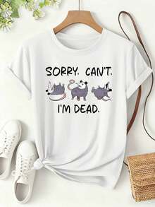 100% algodón [Camiseta con estampado de Nueva York] Camiseta de manga corta con estampado de Nueva York para primavera y verano|   Ropa Casual de Mujer con Cuello Redondo - Blanco - Ver 1