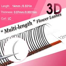 CoMango 12 Pairs LC Curled Thin 3D/5D/6D Fairy Eyelash Extension Set, Wet Lash Cluster Fan-Shaped Pre-Made Lashes, 5D Floral Mink False Eyelashes, Makeup Supplies - LC - 查看 35