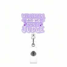 TONAVIETO 1pc Don't Judge Badge Reel Retractable Badge Holder Clip With Swivel Alligator Clip For RN LPN CNA, Cute Medical Worker Gifts, Teacher Doctor Accessories - Don't Judge - View 7