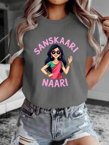 Sanskaari Naari Camiseta de Mujer India Pura y Cómoda - [Rojo] - Ver 8