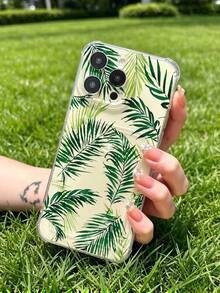 1 unidad Patrón tropical de hojas de palma Funda para iPhone 17 PROMAX, protección anticaída con airbag reforzado en las cuatro esquinas, tarjetero invisible integrado en la parte trasera, compatible para tarjeta personal, carnet de conducir, tarjeta de acceso y tarjeta de transporte, funda protectora antigolpes portátil con ranura para tarjetas, diseño sencillo y elegante, ideal para uso diario, desplazamientos y viajes - transparente - Ver 4