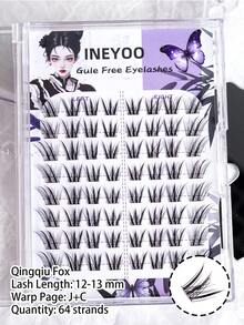No Glue Needed – 64PCS Self-Adhesive Foxy Eye Cluster Lashes, CC Curl Elongated Style, Lightweight & Reusable, Creates A Seductive Eye Look. - View 8