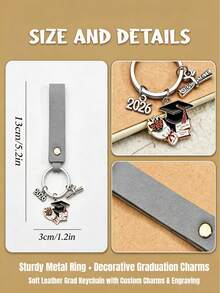 Personalized Leather Graduation Keychain, Custom Name & Class Of 2026 Graduation Charms Engraved Keyring, Multi-Color Durable Leather Strap,Car Keyring,Everyday Backpack, Bag Charm, Lanyard, Key Holder,Thoughtful Graduation Keepsake For Graduates, Friends And Family,Perfect Gift For Students, Parents And Teachers - Multicolor - View 10