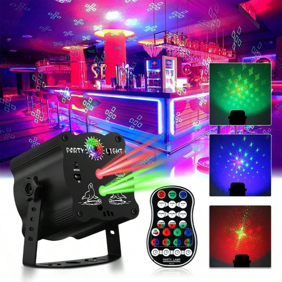 USB Powered Laser Lights, DJ Disco Stage Party Lights,Disco Dance Hall Lights,120 Lighting Effects, Projection Lights For Christmas And Halloween Decoration, Voice Controlled Strobe Projectors, Karaoke Bars, KTV, Dance Gifts, Birthdays And Weddings - 彩色光 - 查看 1