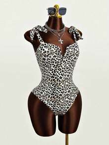 Swim Traje de baño de una pieza con estampado vintage para mujeres, propiedad de los derechos de autor, playa de verano - Multicolor 5 - Ver 7