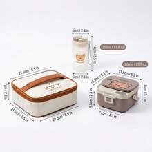 304 Stainless Steel Lunch Box, Bento Box Adult, Cute Microwavable Lunch Containers, Leakproof Snack Containers With Lids, Travel Food Containers, Portable Lunch Bowls With Handle, Bento Snack Box With Utensils For School Student - Multicolor - View 34