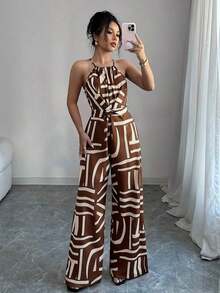 Mono de tela estampada con envolvente frontal para mujer, diseño que define la cintura para usar en ocasiones elegantes, ya sea de fiesta o diario - Multicolor 6 - Ver 3