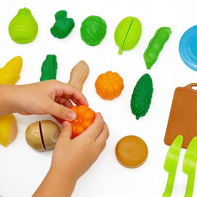 25Pcs Luxury Kitchen Playset - Realistic Fruit, Vegetable And Pizza Toys - Fun Pretend Play Props - Perfect Creative Gift For Holidays