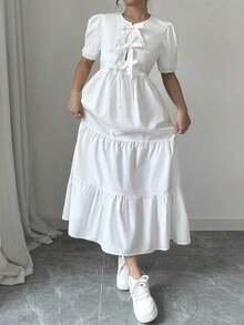 Women Midi Dresses - White - View 3