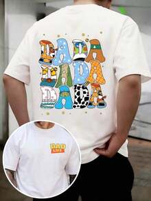 Camiseta Retro Casual de Algodón 100% para Hombre de ,  "Dad Life" - Estilo Urbano Vintage, Unisex, de Manga Corta, Cuello Redondo, de Algodón Suelto, blusas para mujer. blusas.blusas casuales para dama.blusas para mujer. blusas.blusas casuales para dama.Impresión de osos cariñosos.Camiseta estampada Impresión de osos cariñosos. - Blanco - Ver 6