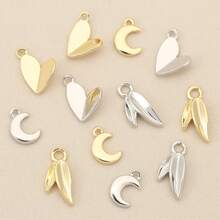 10pcs Gold & Silver Plated Heart Moon Leaf Pendants, For Jewelry Making, DIY Necklace Bracelet Earring Accessories - DIY Pendant - View 2