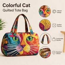 尖叫鸡/牦牛/猫动物与花卉印花绗缝旅行手提包，波西米亚风绗缝印花旅行手提包，轻便男女通用旅行手提包，大容量可折叠手提包，短途旅行手提包，多功能健身包，适合健身、短途旅行、度假，可收纳衣物和笔记本电脑，个性化印花设计，适合海滩、运动、通勤，实用礼品或自用单品 - 彩色 - 查看 3