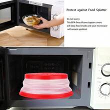 1 cái nắp đậy thực phẩm lò vi sóng gấp gọn, tấm chắn bắn bẩn, nắp thông hơi lò vi sóng, 10.5 inch, chất liệu TPR, dùng được cho máy rửa bát - Một kích cỡ phù hợp cho tất cả - Xem 3