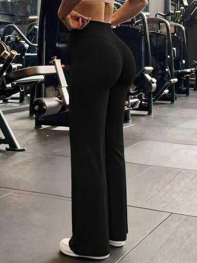  Quần dài nữ GAOVOT mùa hè màu trơn, cạp cao, ôm sát nâng mông, dáng suông, thích hợp cho Pilates, Yoga, thể dục, đạp xe và mặc hàng ngày (màu đen).
