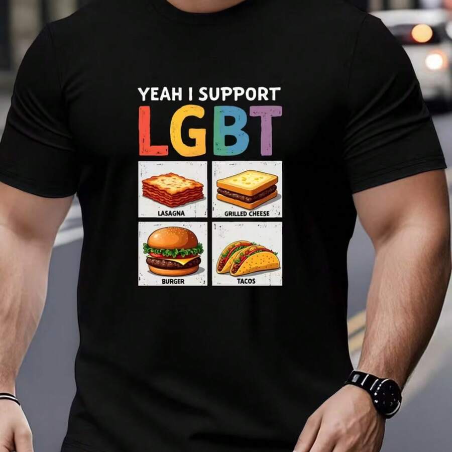 Printed T-Shirt For Men And Women - 黑色 - 查看 1