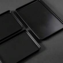 1pc Black Non-Stick Baking Tray, Carbon Steel Oven Tray, Rectangular Baking Pan For Roasting Meat - Baking Pan - View 2