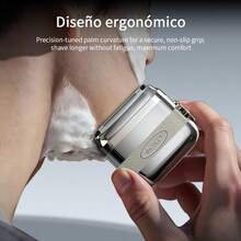 BiLOLLY Afeitadora eléctrica portátil para hombre, afeitadora de 5 cuchillas para recortar la barba, afeitado rápido y suave, afeitadora de viaje recargable por USB fabricada en aleación, ideal para el uso diario, viajes de negocios, viajes, arreglo personal sobre la marcha y perfecta como regalo - Plateado - Ver 2