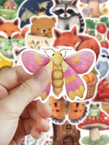 50pcs Mysterious Forest Illustration Stickers For DIY Decoration, Phone Case, Scrapbook, Diary, Planner, Suitcase, Skateboard, Manual, Greeting Card, Envelope School Supplies - Mysterious Forest Illustration - View 4
