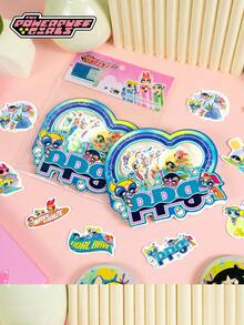 THE POWERPUFF GIRLS 20 miếng dán PET hình Powerpuff Girls, hình hoạt hình, chống thấm nước, hình Blossom, Bubbles và Buttercup dùng cho bình nước, máy tính xách tay, sổ tay, album ảnh. - Màu xanh nhạt - Xem 4