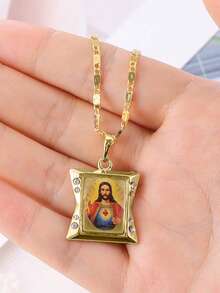 Women Vintage Gold Tone Jesus Image Pendant Necklace Retro Religious Faith Jewelry Women Vintage Gold Tone Jesus Image Pendant Necklace Retro Religious Faith Jewelry Retro Gold Jesus Pendant Necklace Women Religious Jewelry Gift Idea - Yellow Gold - View 1