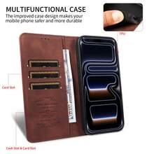 Business Style PU Leather Flip Phone Case, Shockproof Anti-Fall Wallet Cover With Stand Function For Galaxy S8/S9/S10/S20/S21/S22/S23/S24/S25/S26/Plus/FE/Ultra/Note 10/Note 20 - Brown - View 3