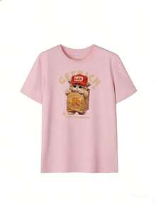 Cute And Stylish Short-Sleeve T-Shirt, Fashionable Short-Sleeve T-Shirt For Spring And Summer 2026, Made In Mexico, 180 Grams. Cartoon Print, Couple Design, Suitable For Indoor Or Outdoor Wear. Crew Neck, Unisex, Ideal For Office And Leisure. One-Piece Pack. - PK-P631577SLNDXZGY615 - 查看 4
