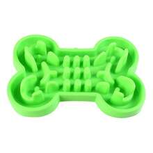 Pet Slow Food Bowl Silicone Bone Shaped Anti-Skid Dog Bowl Cats Feeding Bowls Leakproof Food Feeder Training Dog Slow Food  Pet - Màu xanh da trời - Xem 8