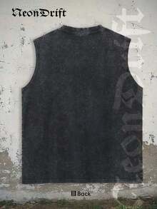 Unisex Summer Tops,NeonDrift Men's Tank Top 100% Cotton Heavyweight Vintage Distressed Washed Sleeveless T-Shirt, 100% Cotton, Soft & Skin-Friendly, Streetwear Style-Van Dutch Motor Cycles Speed Shop Sleeveless Tee Vintage Graphic Design For Men Classic Americana Style Streetwear Biker Culture Fashion Casual Wear Motorcycle Enthusiast GiftLoose And Comfortable Washed Vintage T-Shirt - 灰色 - 查看 8