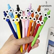 5/10pcs Creative Big Eye Clown Series Retractable Ballpoint Pens, Candy Color Barrels With Black Ink Refills, Smooth Writing, Interesting Creative Gift Stationery Suitable For Students And Office Use - Sets - View 8