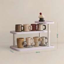 1 pieza Organizador de escritorio de madera vintage, Estante de almacenamiento de cosméticos multicapa vintage, Estante de almacenamiento multifuncional para el hogar, Estante para especias de cocina, Estante para tazas/mugs, Estante de exhibición abierta para lápices labiales, perfumes, tazas de té, botellas de especias, Estante ahorrador de espacio para encimeras - Blanco - Ver 13
