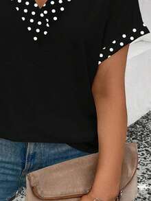 Selamara Camiseta casual y versátil con estampado de leopardo para mujer de talla grande, nueva llegada de primavera/verano - Negro 3 - Ver 3