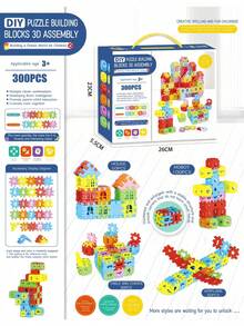 300/500 piezas Bloques de construcción creativos DIY para niños, modelo de casa, bloques de rompecabezas, ensamblaje, desarrollo de la imaginación, entrenamiento de coordinación mano-ojo, interacción padres-hijos, juguete educativo, regalo para niños y niñas de 3-12 años, regalo de cumpleaños - Multicolor - Ver 12