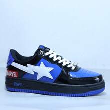 A BATHING APE Bape 休闲运动鞋，撞色星形标志亮面休闲鞋，男女款 - 白藍黑聯名 - 查看 3