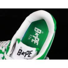 Zapatillas casuales A BATHING APE Bape, zapatos de ocio con logotipo de estrella de color contrastante y brillo - blanco y verde - Ver 3