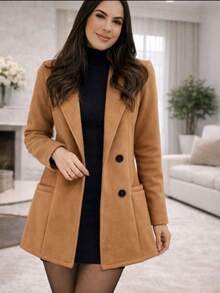 Women's Medium-Warm Wool Blazer/Overcoat For Winter - Elegant - 米色 - View 1