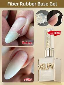 XEIJAYI 1pc 15ml Fiber Rubber Base Gel Nail Polish Starter Pure Soak Off No Wipe Nail Gel Polish Suitable For Home Manicure DIY - 無色 - 查看 8